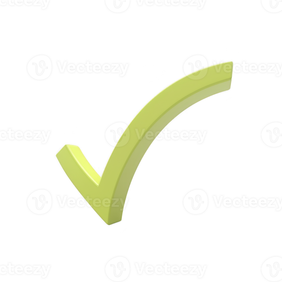 green check mark symbol on transparent background, representing approval or completion. check mark is slightly tilted, giving dynamic and positive impression png
