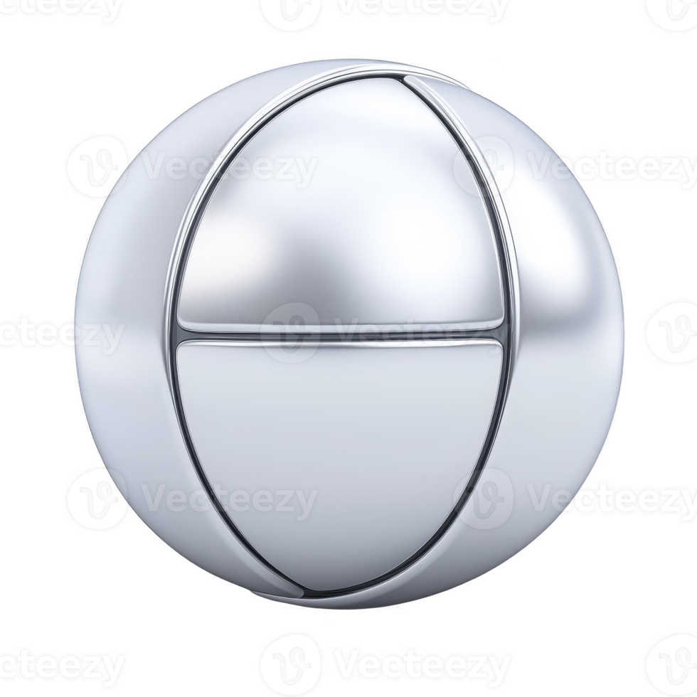 shiny, metallic sphere with futuristic design features smooth, reflective surfaces and geometric patterns, evoking sense of modern technology and innovation png