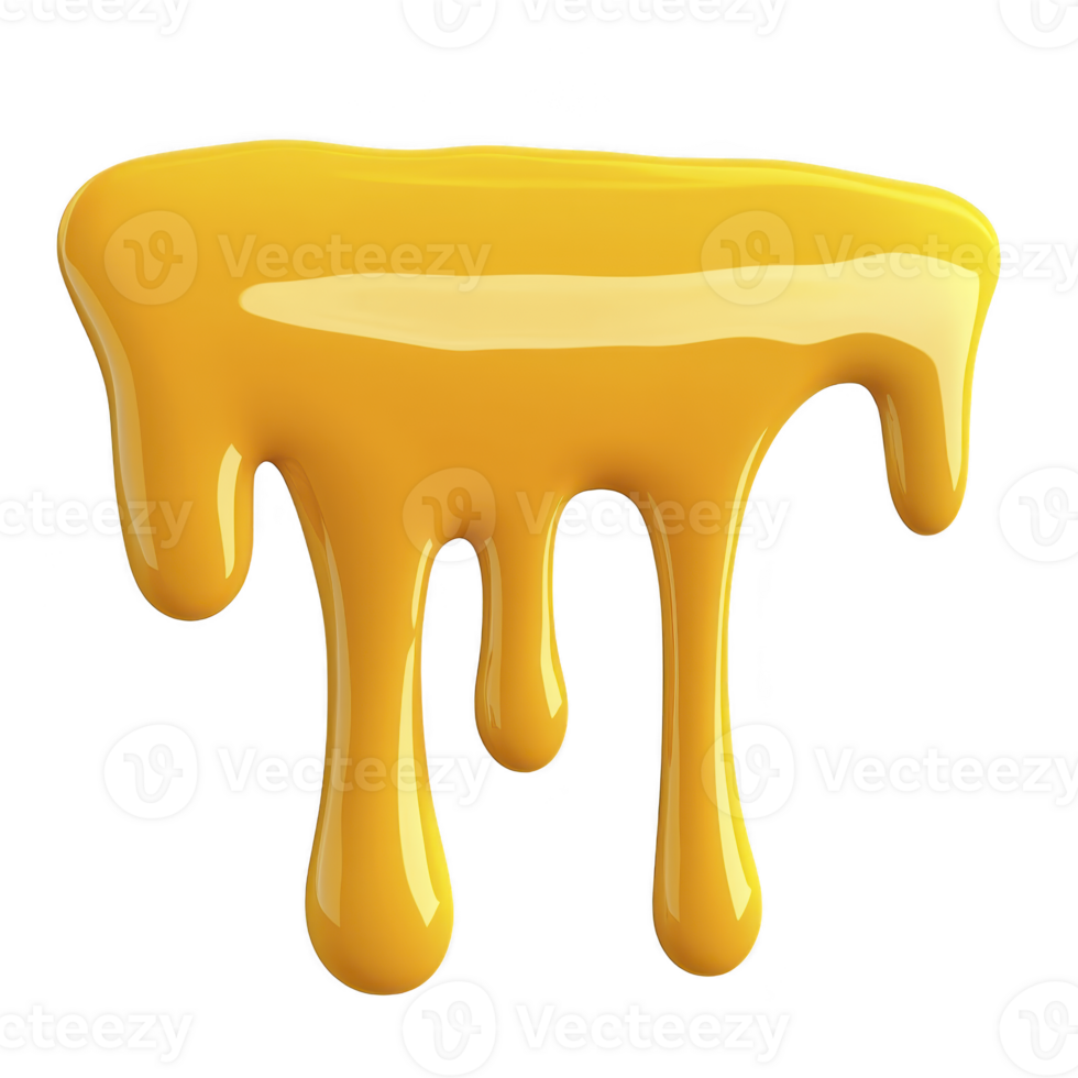 Vibrant yellow liquid drips smoothly, creating glossy and fluid appearance. texture is thick and shiny, resembling honey or paint, with playful and artistic vibe png