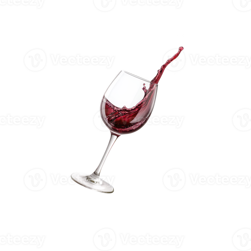 Glass of red wine is captured mid splash, showcasing dynamic movement of liquid against clear glass. image highlights elegance and vibrancy of wine png