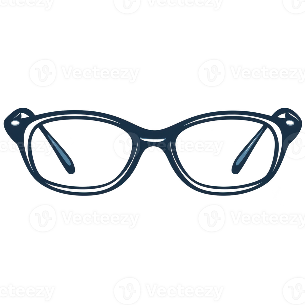 Pair of stylish blue eyeglasses with classic frame design, perfect for modern and sophisticated look. glasses feature sleek and simple aesthetic, suitable for everyday wear png