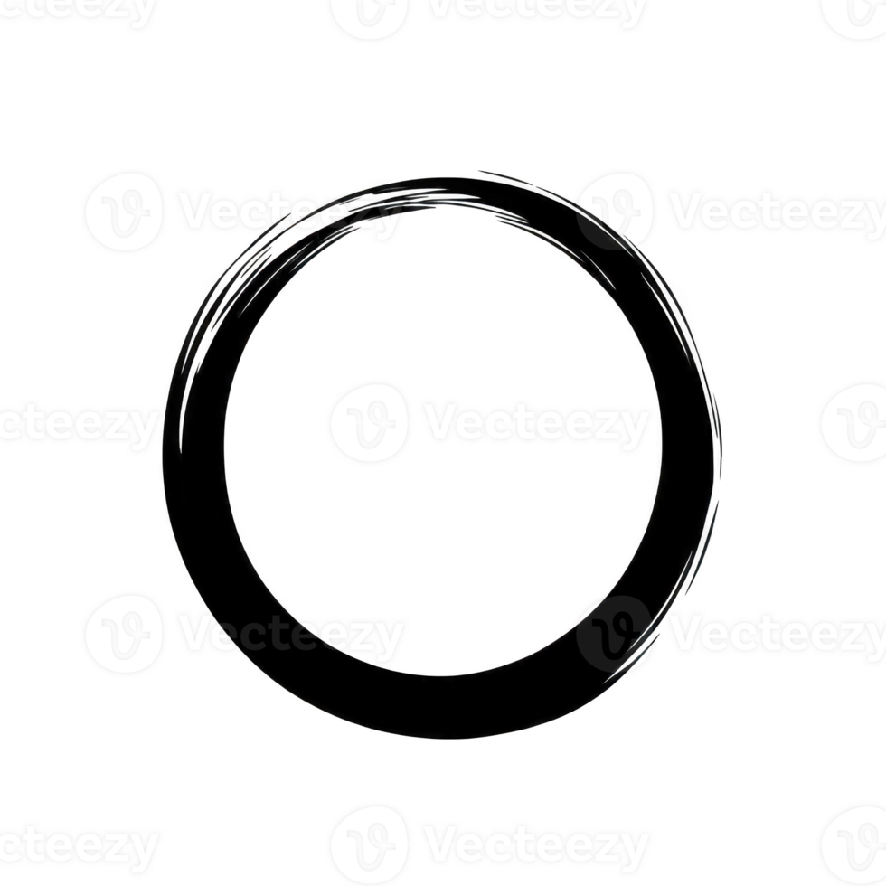 Simple black hand drawn circle on transparency background, resembling Zen enso symbol, representing simplicity and mindfulness png