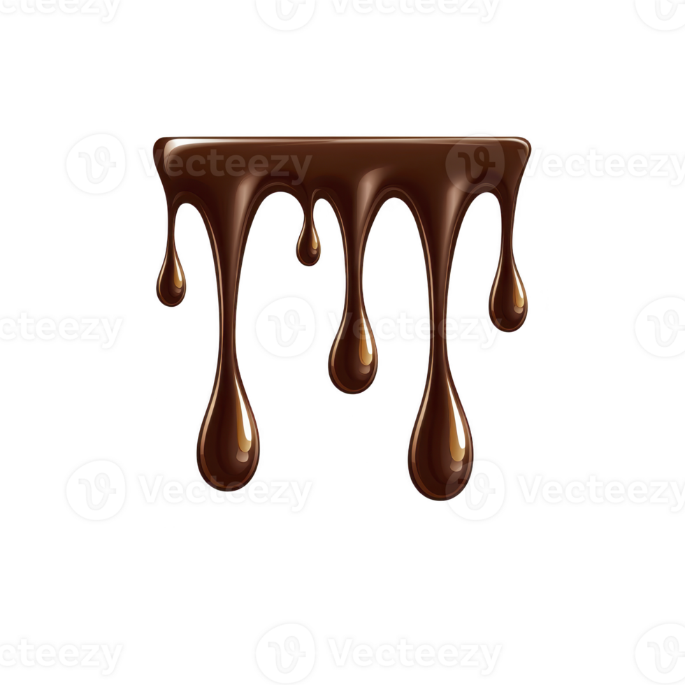 Stream of rich, glossy chocolate drips down, creating tempting and indulgent visual. smooth texture and deep brown color evoke sense of sweetness and luxury png