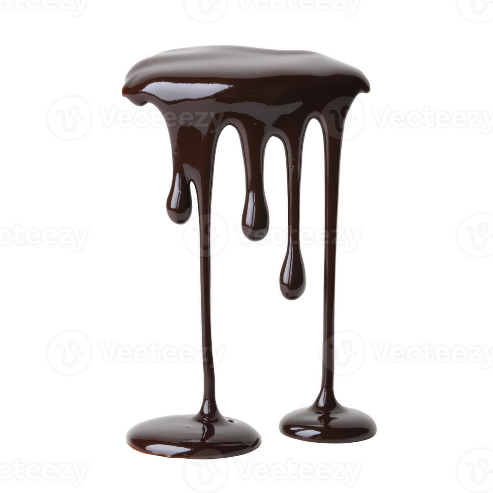 Rich, glossy chocolate syrup drips smoothly, creating tempting and indulgent visual. dark, luscious liquid forms elegant streams, evoking sense of sweetness and luxury png
