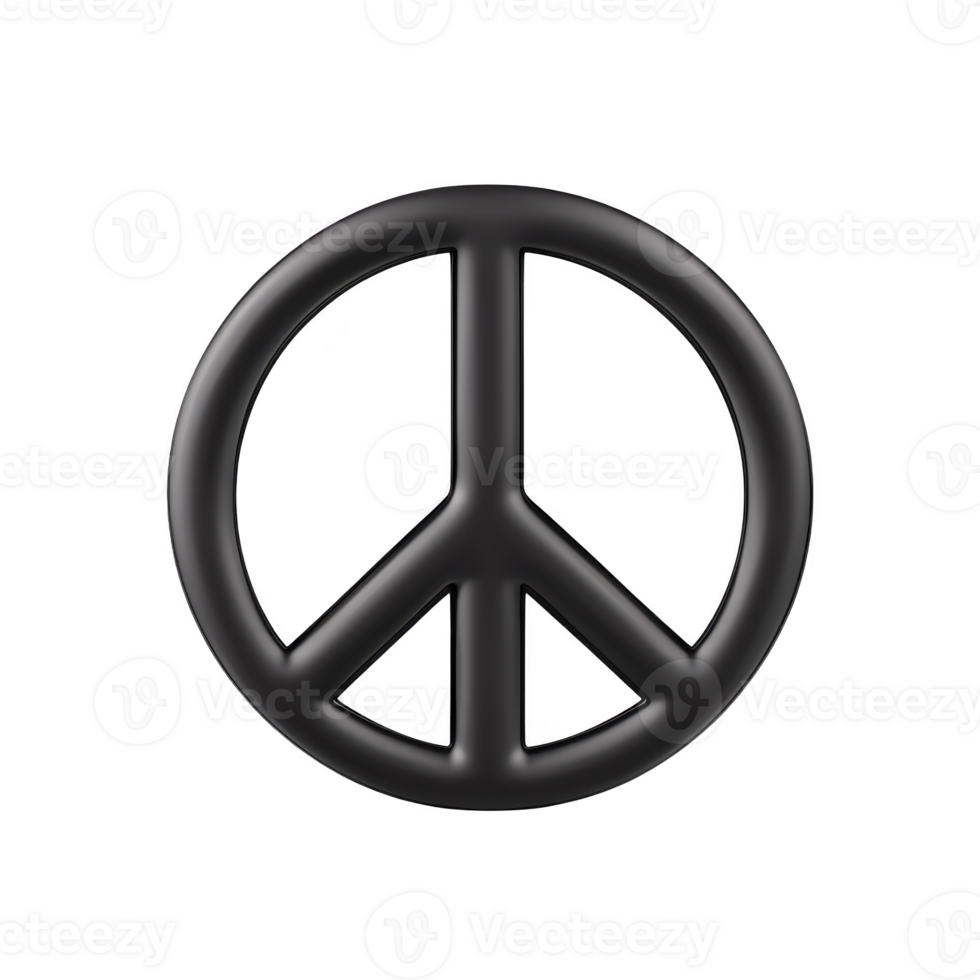 A black peace symbol, representing harmony and non violence, is depicted against transparent background. simple design conveys message of unity and tranquility png