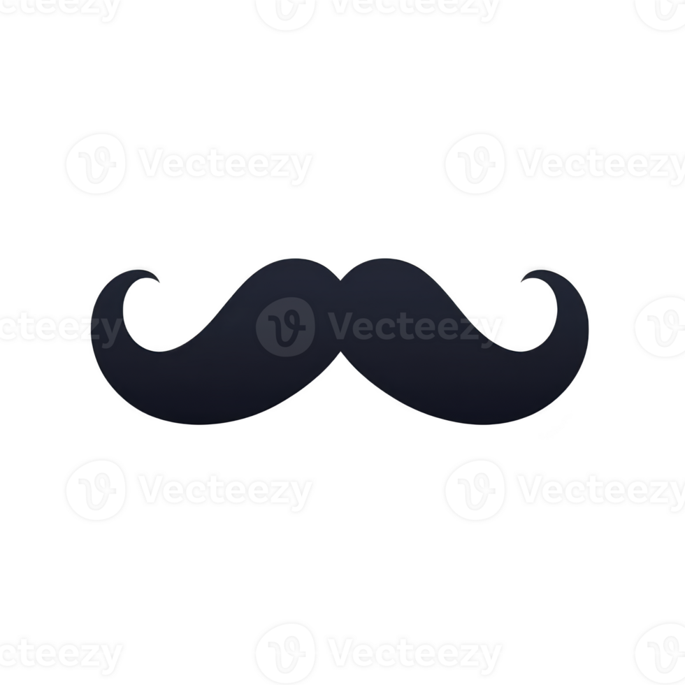 A classic black mustache with curled design, symbolizing vintage style and masculinity, often associated with barbershop themes or Movember awareness png