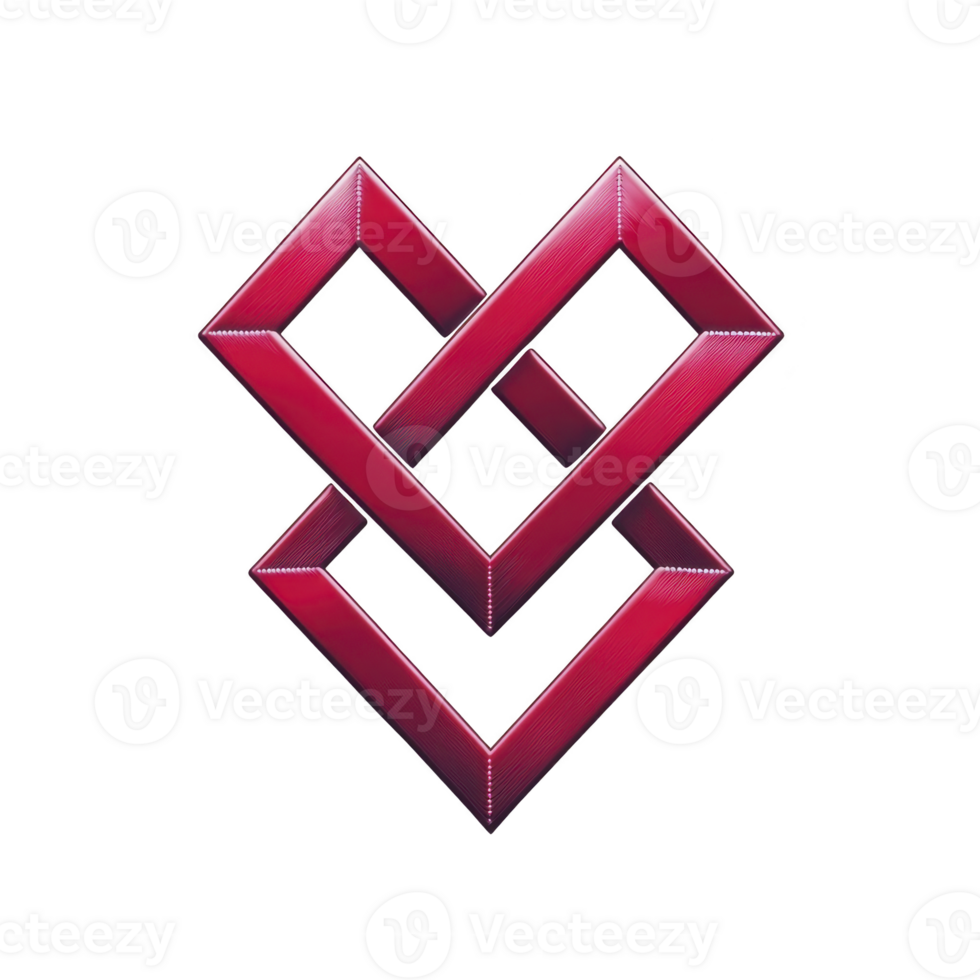 A This features geometric design with interlocking red diamond shapes, creating modern and abstract appearance. design is set against transparency background, emphasizing its bold and striking look png