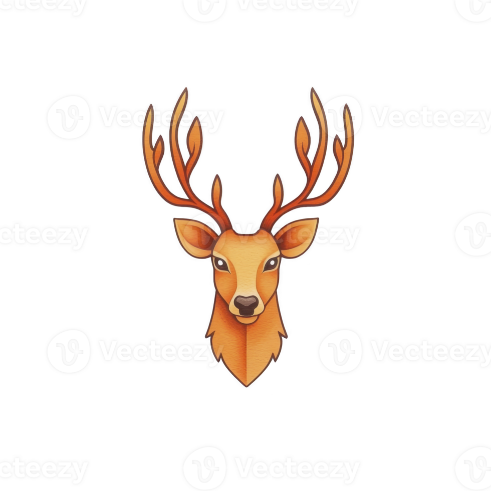 A stylized illustration of deer head with prominent antlers, featuring warm color palette and smooth, artistic design. image conveys sense of elegance and nature png