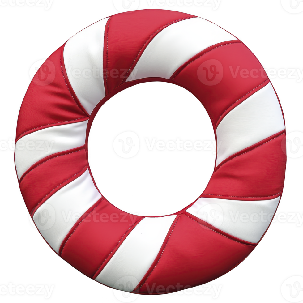 A red and white striped lifebuoy ring with smooth texture, often used for safety in water. vibrant colors and classic design make it easily noticeable and essential for emergencies png