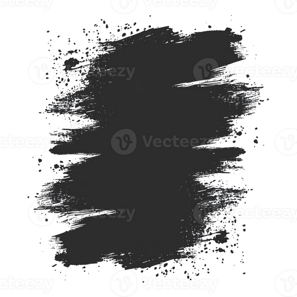 textured black brushstroke with rough edges on transparent background, creating artistic and bold effect. This abstract design is ideal for creative projects and digital art png