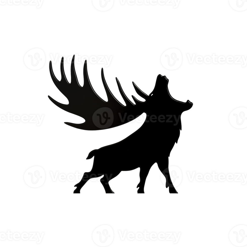 A silhouette of majestic elk with large antlers is depicted, showcasing its powerful stance and wild nature. elk appears to be calling out, emphasizing its presence in wilderness png