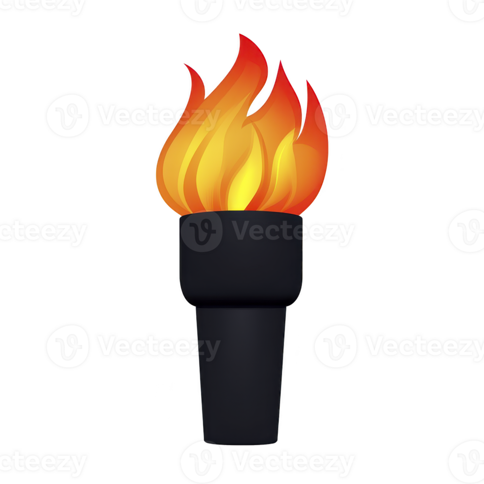 vibrant illustration of torch with bright, fiery flame symbolizing energy and passion. torch is depicted with simple, bold design, emphasizing dynamic movement of flames png