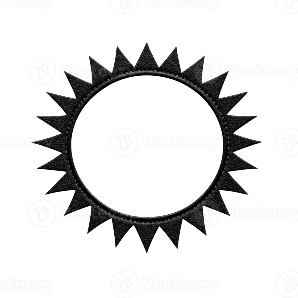 black circular sunburst design with sharp, pointed rays radiating outward, creating bold and striking silhouette against transparent background. geometric pattern is simple yet eye catching png