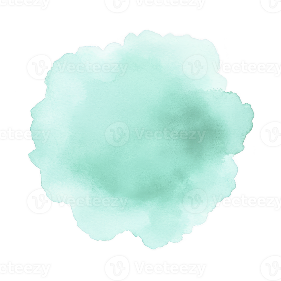 soft, abstract watercolor splash in shades of light teal creates calming and artistic effect. textured edges and gentle color gradient add depth and interest to design png