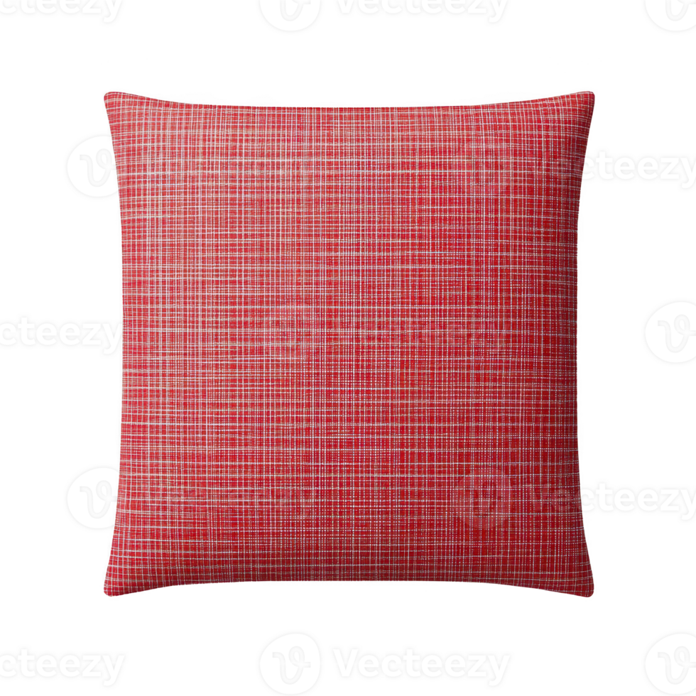 red plaid cushion with simple, elegant design is shown against plain background. pattern features intersecting lines creating classic checkered look, perfect for home decor png