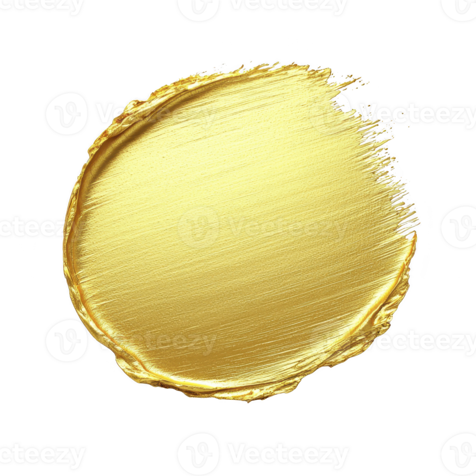 vibrant gold paint stroke forms circular shape with textured edges, creating striking and artistic design. metallic sheen adds luxurious and elegant touch png