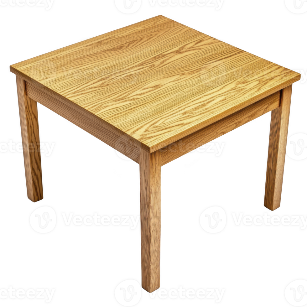 square wooden table with natural finish, featuring simple and sturdy design, perfect for dining or office use. light wood grain adds touch of elegance png