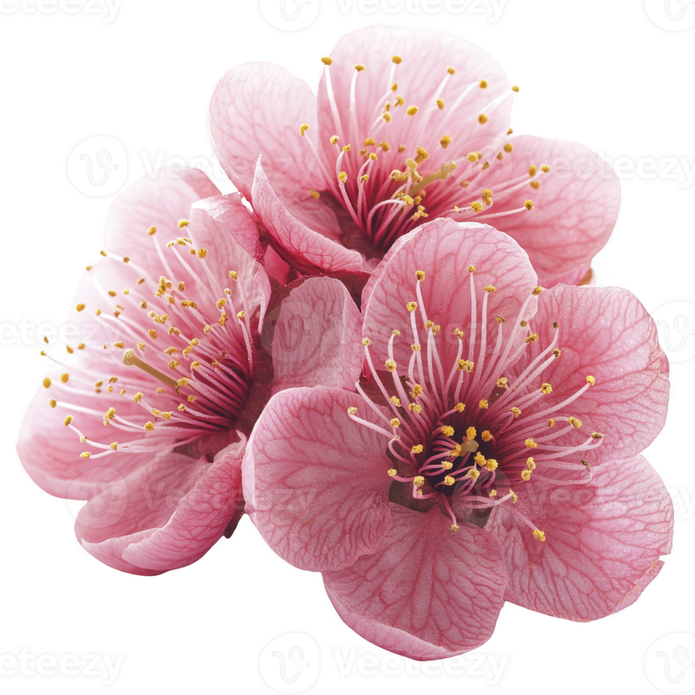Pink cherry blossoms with delicate petals and intricate details create serene and beautiful floral arrangement. soft pink hues evoke sense of tranquility and elegance png