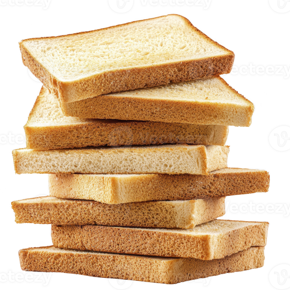 stack of golden brown sliced bread is neatly arranged, showcasing its soft texture and inviting appearance. slices are evenly cut, perfect for sandwiches or toast png