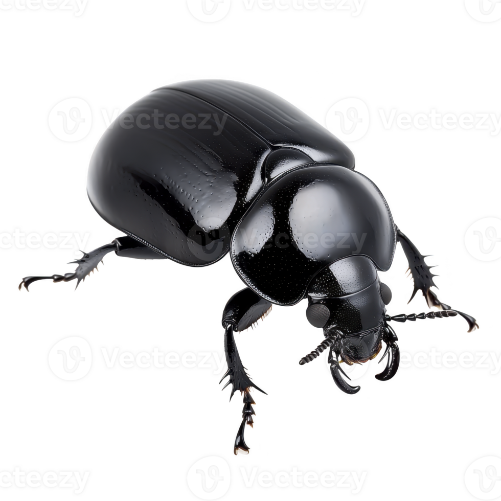 shiny black beetle with smooth, rounded body and prominent mandibles, showcasing its glossy exoskeleton. beetle legs are slender and slightly curved, adding to its distinct appearance png