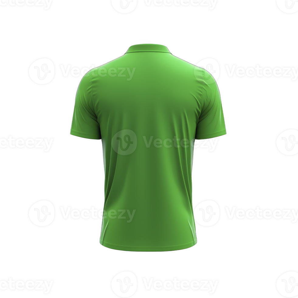 vibrant green short sleeve shirt is displayed from back, showcasing its smooth fabric and simple design. shirt features classic collar and is suitable for casual wear png