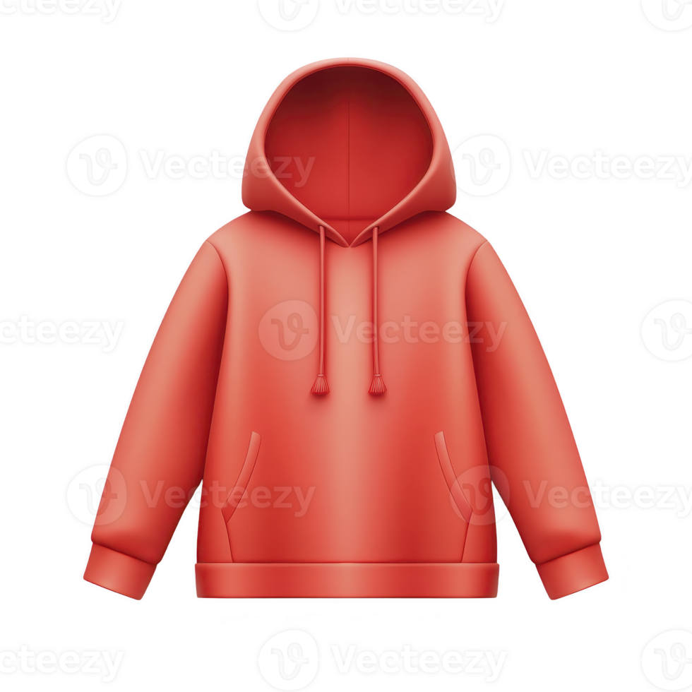 vibrant red hoodie with front pocket and drawstring hood, isolated on transparency background, showcasing casual and comfortable style png