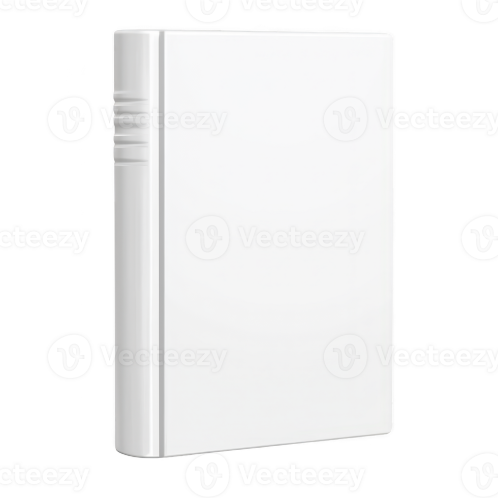 plain white book with minimalist design stands upright, featuring smooth cover and subtle spine details. simplicity of book evokes sense of calm and potential for creativity png