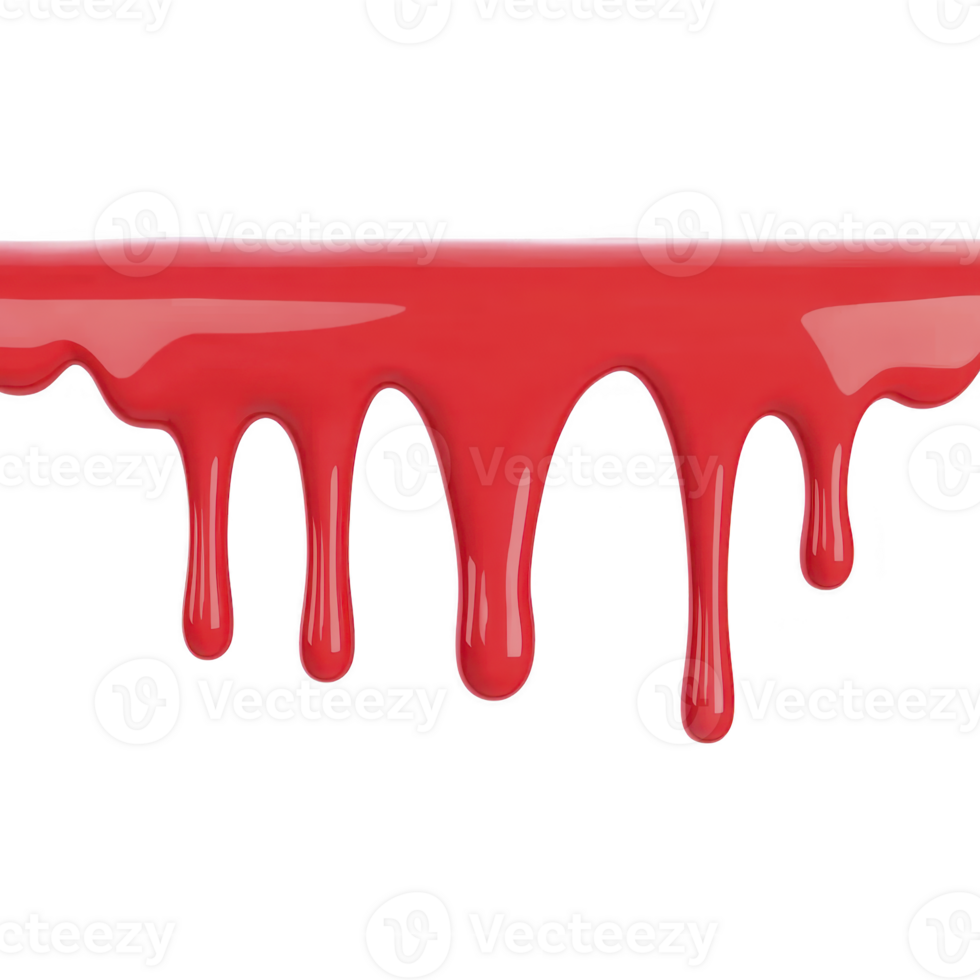 vibrant red paint drip flows down against transparency background, creating striking and artistic visual effect. glossy texture and smooth curves of paint add dynamic and creative touch png