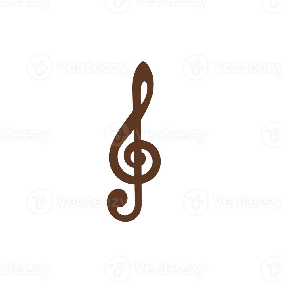 brown treble clef symbol stands out against plain background, representing music and melody. simple design highlights elegance and timelessness of musical notation png