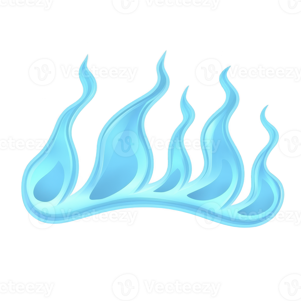 stylized illustration of blue flames with smooth, flowing design, evoking sense of energy and movement. flames are depicted gradient of light to dark blue, creating dynamic and vibrant appearance png
