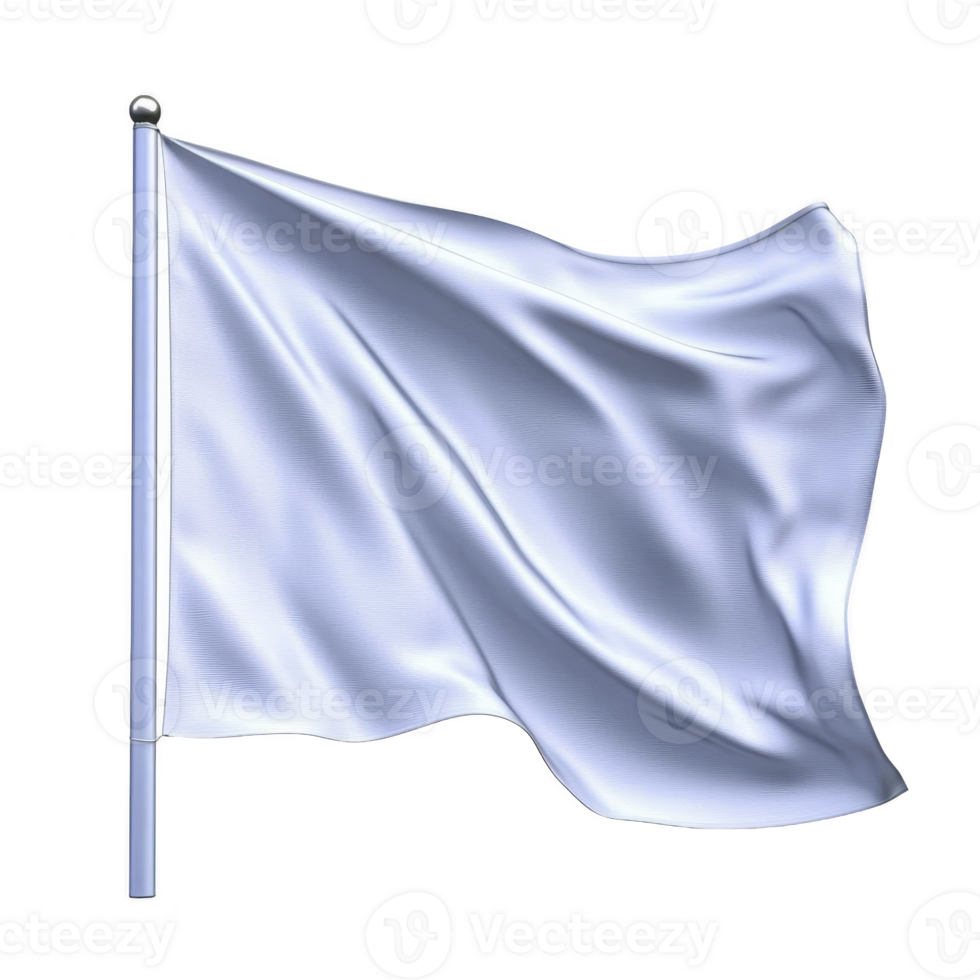 white flag waves gently on pole, symbolizing peace and surrender. fabric appears smooth and slightly translucent, catching light softly png