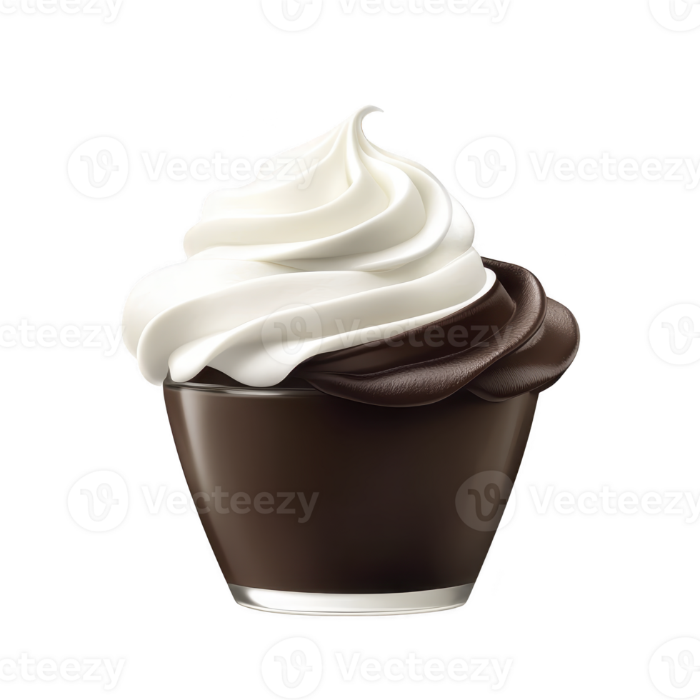 delicious swirl of creamy vanilla and rich chocolate soft serve ice cream in cup, creating delightful contrast of flavors and textures. Perfect for sweet treat png