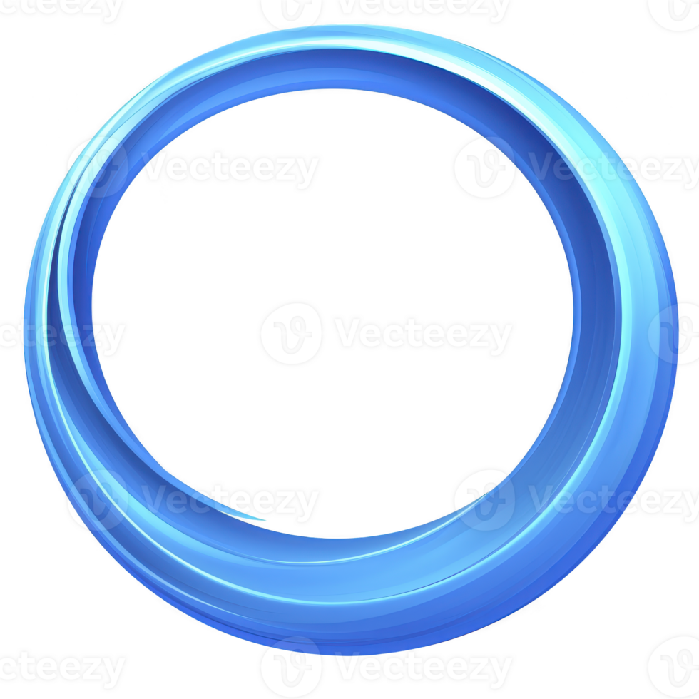 vibrant blue circular ring with smooth, glossy surface and modern, abstract design. ring dynamic curves create sense of motion and energy, making it visually striking png