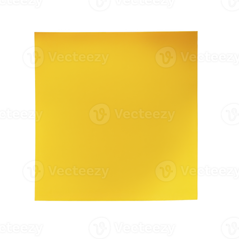 vibrant yellow sticky note isolated on transparency background, perfect for reminders or messages. bright color adds cheerful touch to any workspace or home office setting png