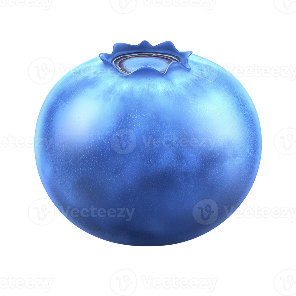 close up image of single, fresh blueberry with vibrant blue color and smooth surface, showcasing its natural texture and juicy appearance png