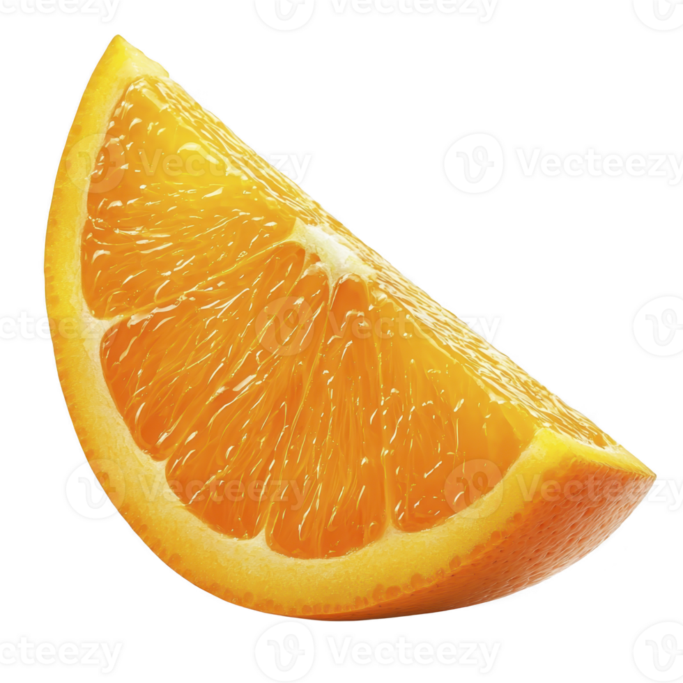 juicy orange slice with vibrant color and fresh texture, showcasing its natural sweetness and healthy appeal. Perfect for illustrating freshness and vitality png
