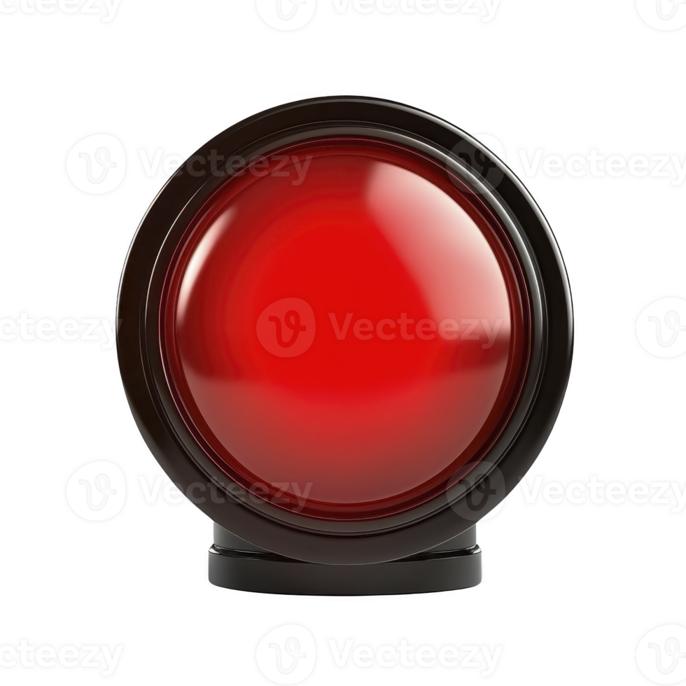 shiny red button with glossy surface is encased in sleek black frame, creating modern and eye catching design. button vibrant color and reflective finish add sense of urgency and importance png