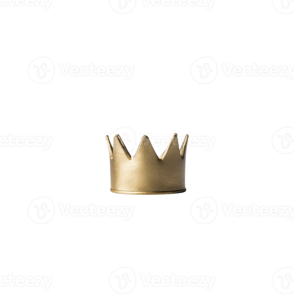 small, golden crown with simple, elegant design sits isolated on plain background, symbolizing royalty and power. crown metallic sheen adds touch of luxury and sophistication png