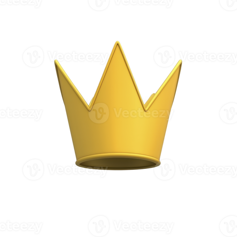 shiny golden crown with simple, elegant design, featuring three prominent points, symbolizes royalty and power. crown smooth surface and bright color convey sense of luxury and prestige png