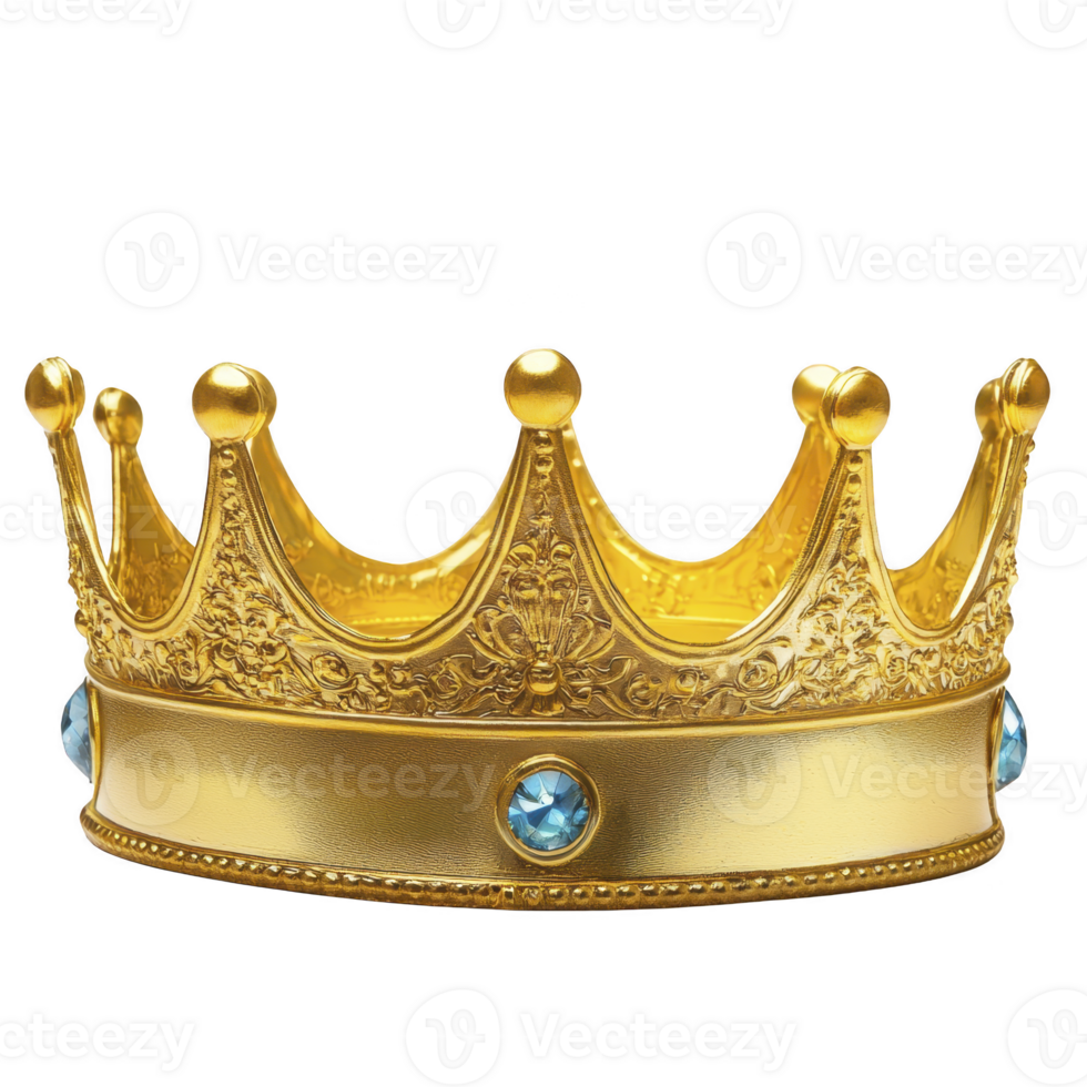 golden crown with intricate designs and blue gemstones exudes elegance and royalty, symbolizing power and prestige png