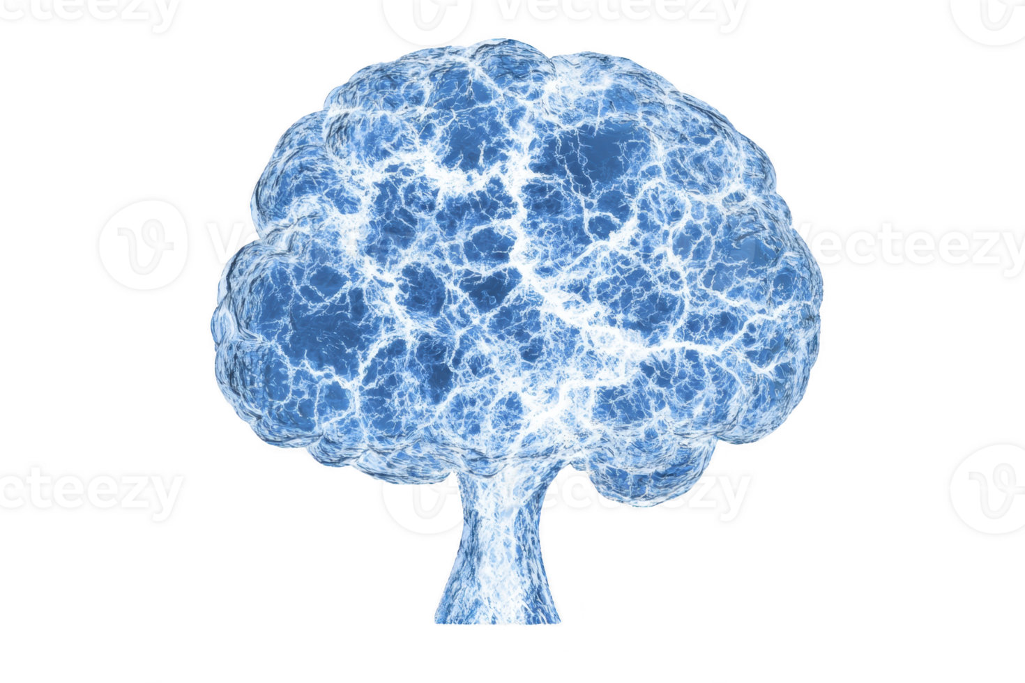 digital illustration of tree with blue, electric like texture, resembling neural networks or lightning, symbolizing energy and connectivity png