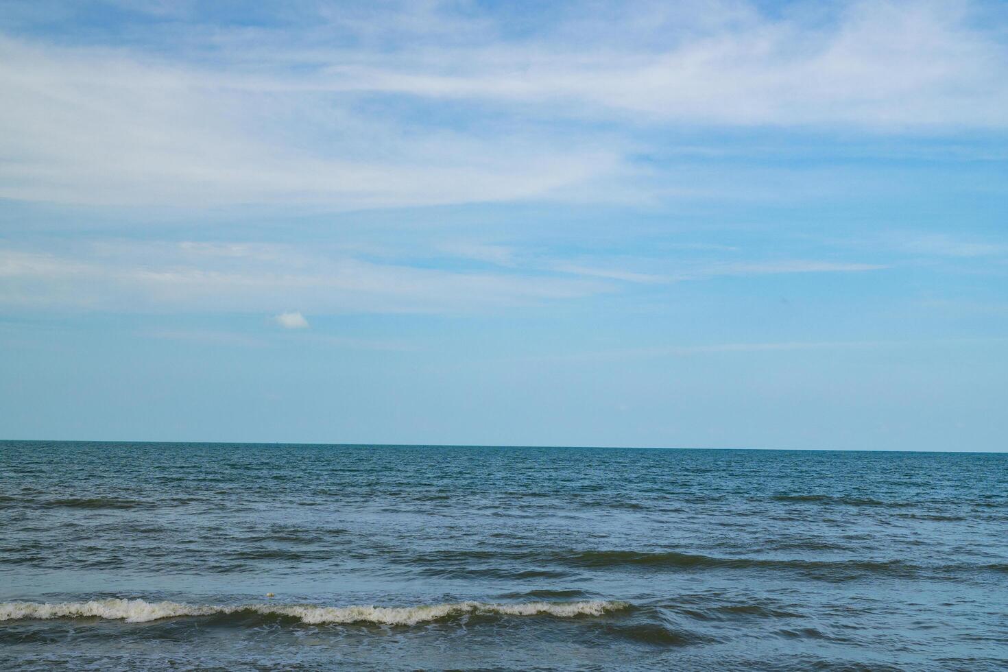 Panorama sea view wide horizon beautiful ocean wave and blue sky background in day time photo