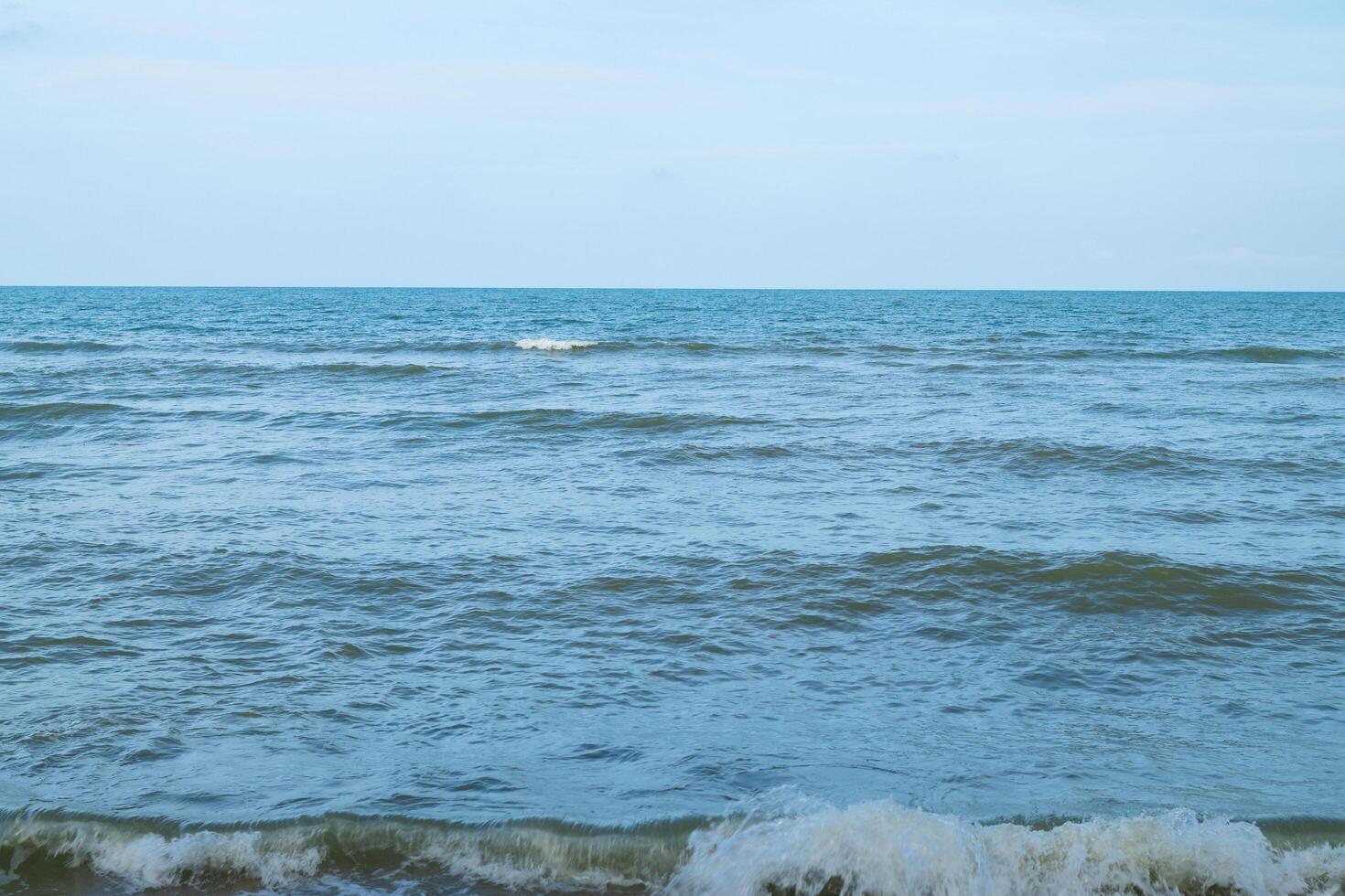 Ocean wave panorama view wide horizon beautiful nature and blue sky background in day time photo