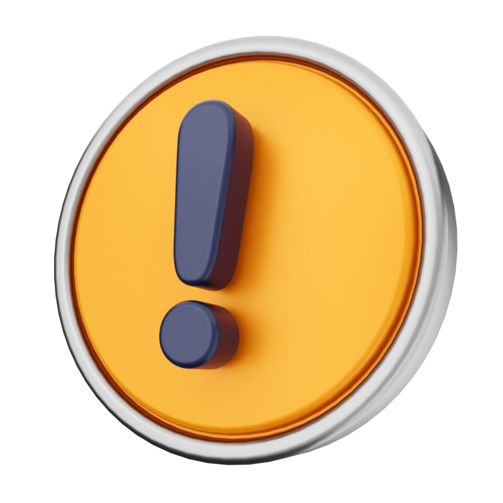 A 3d illustration of an exclamation mark on a button png