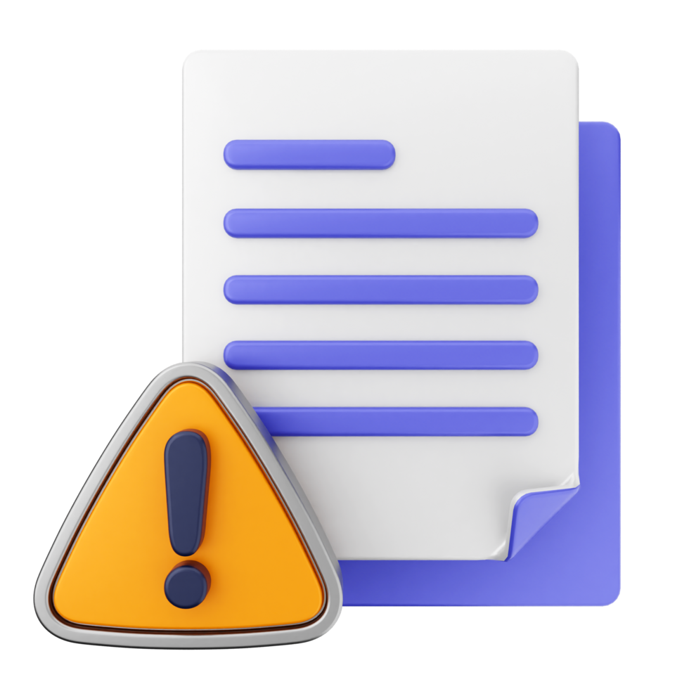 A document with a warning sign and a paper document png