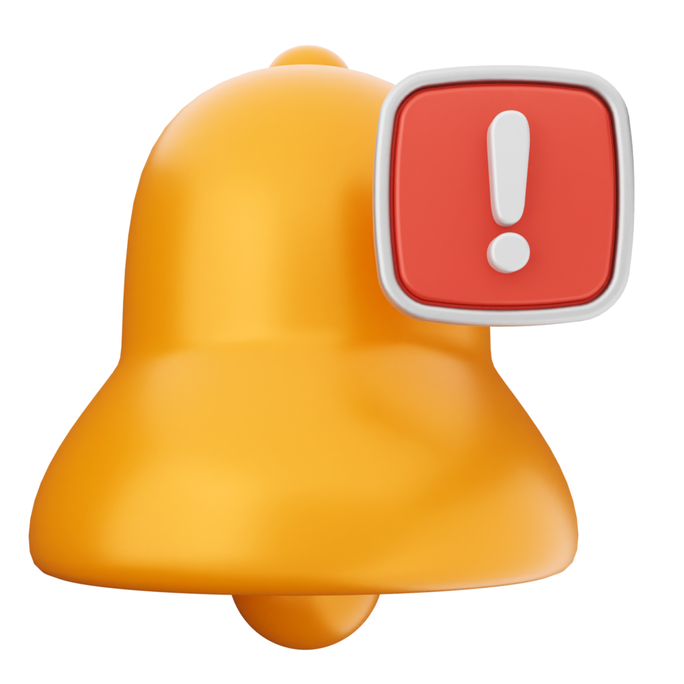 A yellow bell with an exclamation mark on it png