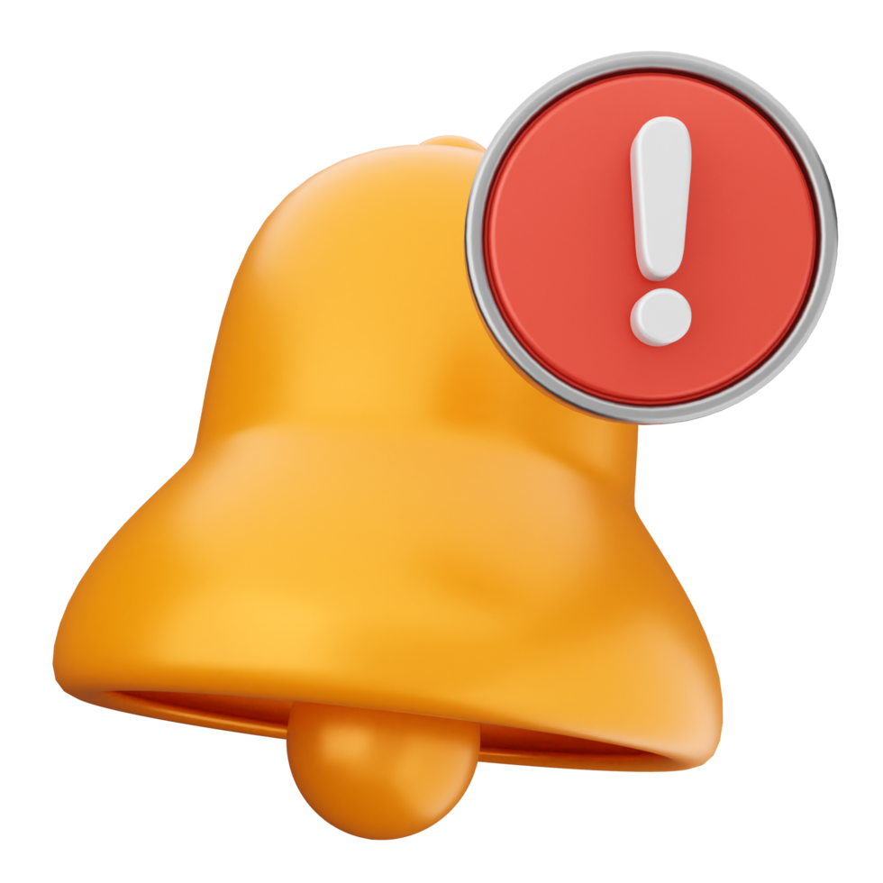 A yellow bell with an exclamation point png
