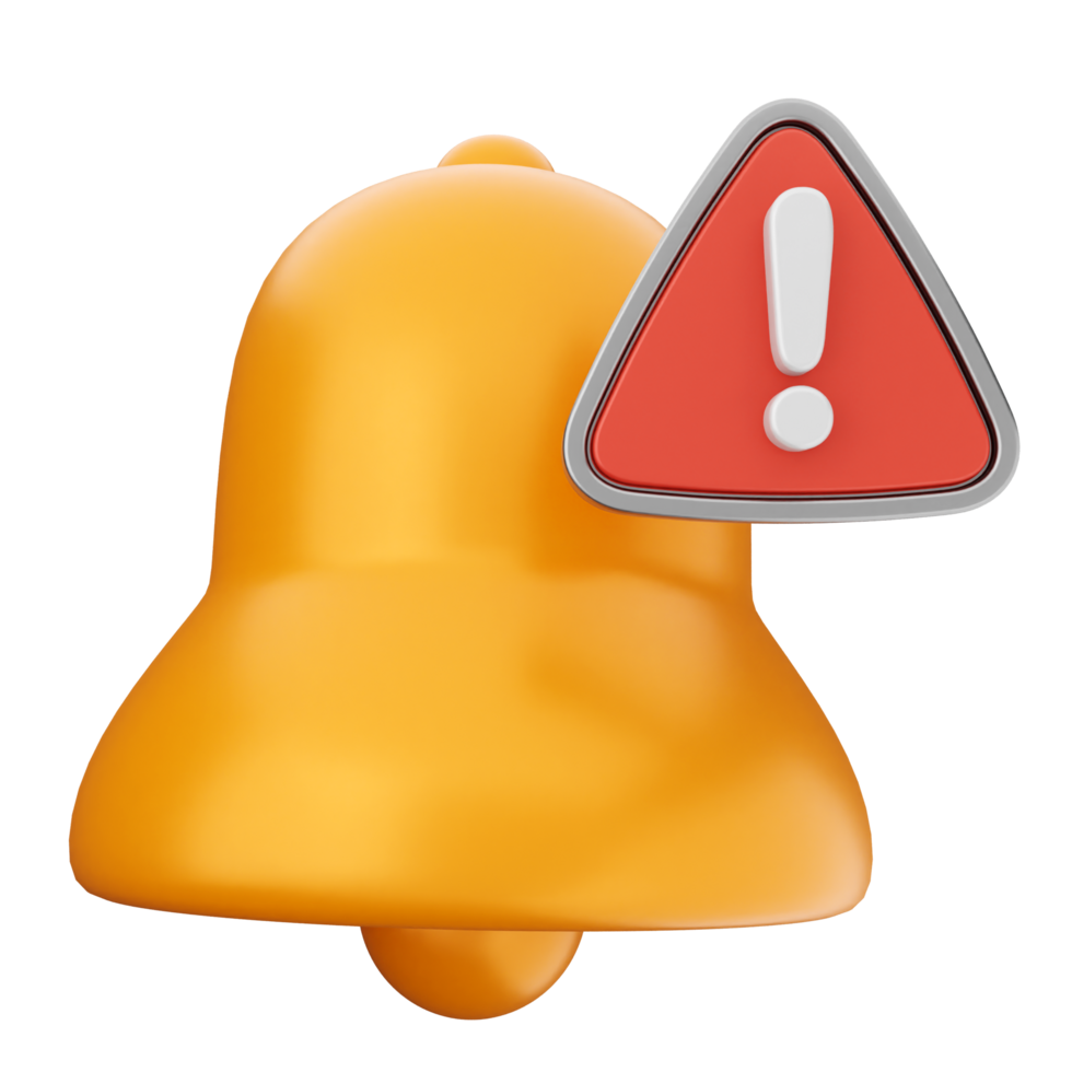 A yellow bell with a red exclamation mark on it png