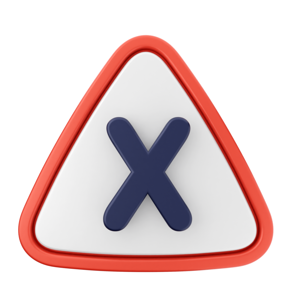 X sign on a triangle with a red border png