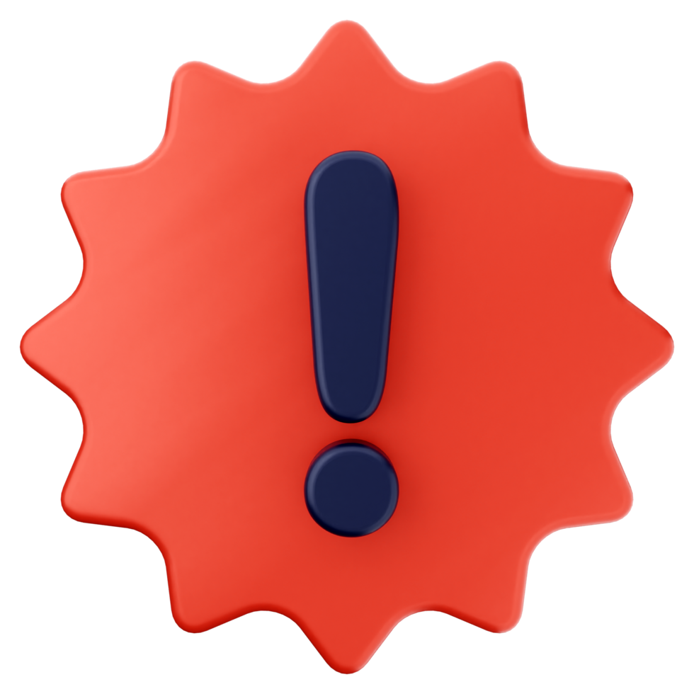 A red starburst icon with a blue exclamation mark png